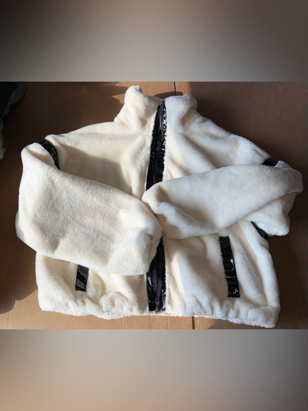 Women's Faux Fur PU Trim Jacket - JoyLab - Picture 2 of 6